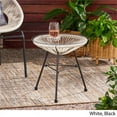 thumbnail image 4 of Noble House Nusa Outdoor Tempered Glass Top Faux Rattan Side Table in White, 4 of 11