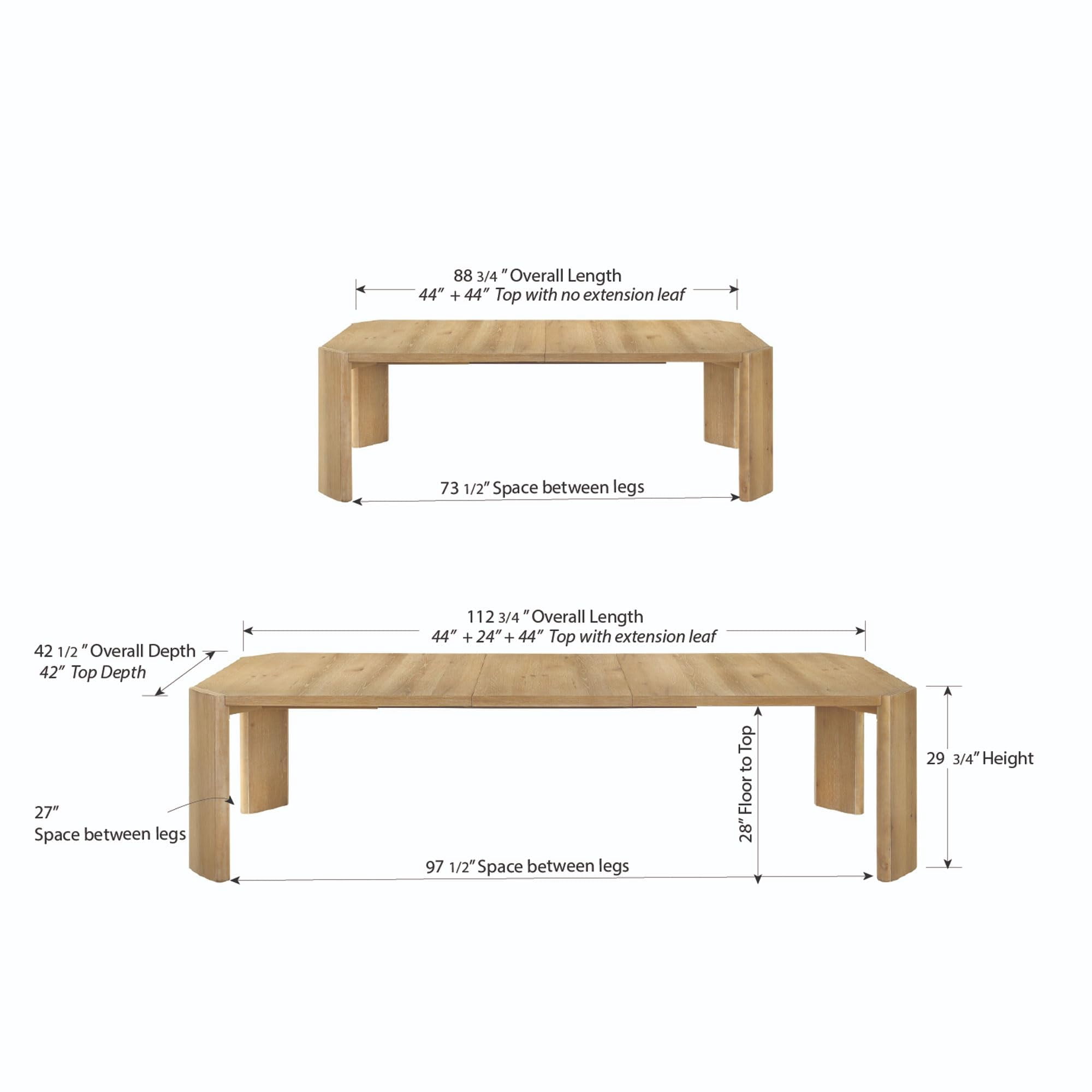 Kings Brand Furniture Casper Extendable Dining Table – Modern Wood Table with Leaf, Seats 6–10, Farmhouse Kitchen Table, Kepler Driftwood Finish
