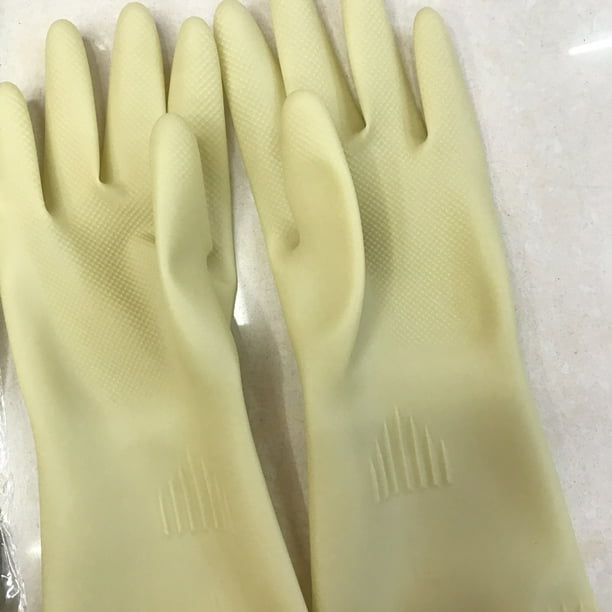 Guantes para lavar platos antideslizantes de látex resistentes al desgaste, alargados, de 38 cm, de color blanco y rojo, de 100 gramos