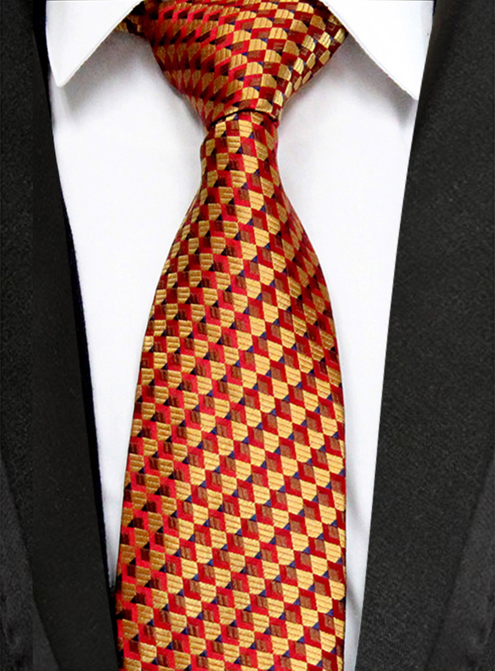New Classic Paisley White Red JACQUARD WOVEN 100% Silk Men's Tie Necktie 