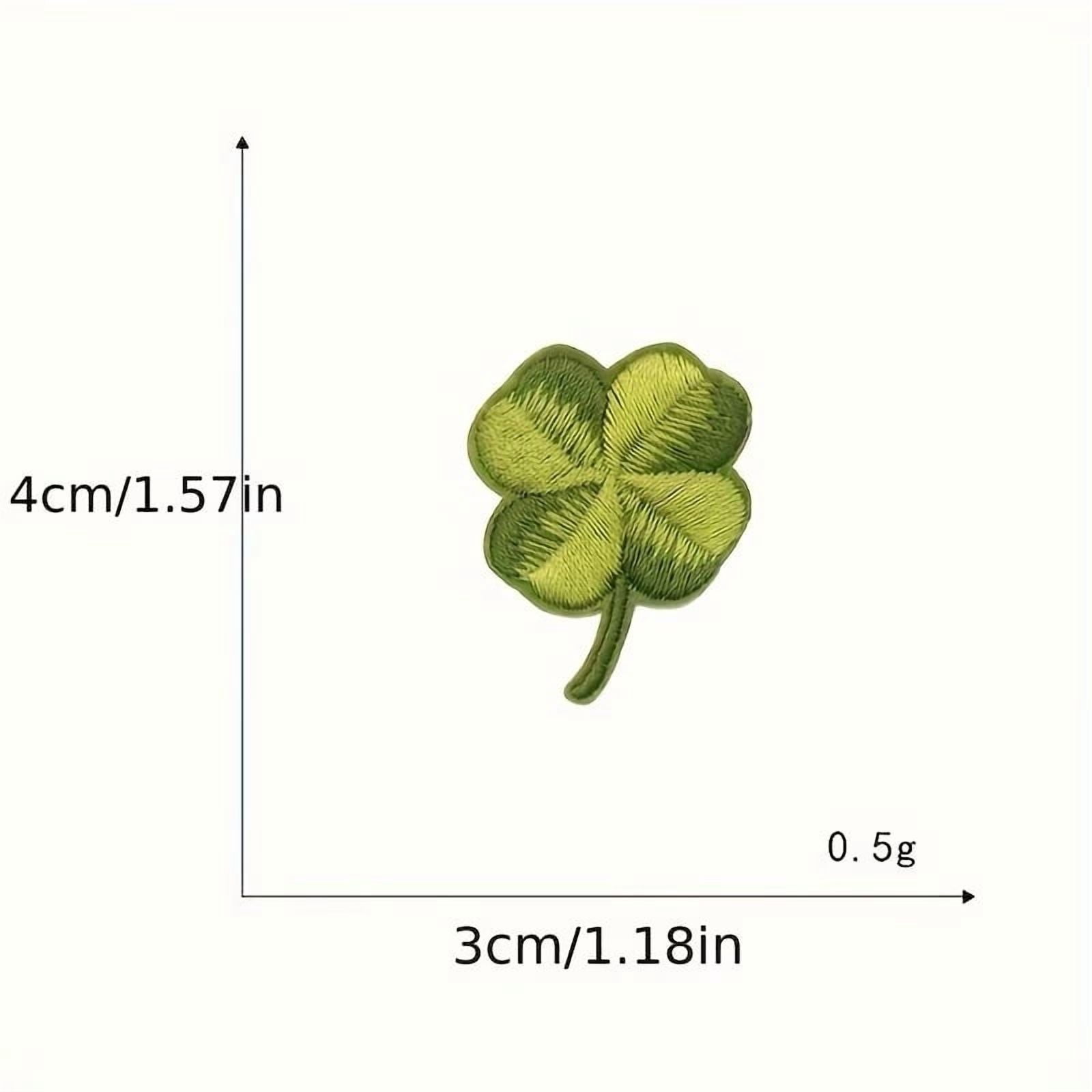 2pcs Vibrant Green Four Leaf Clover Embroidered Patches - Acrylic DIY Badges for Backpacks, Hats & Clothing - Knitted Punk Style