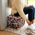 thumbnail image 5 of SCRAWLGOD Cow Print Light Brown Beige Ottoman Slipcover Stretch Square Footstool Slipcover Universal Folding Storage Ottoman Covers for Living Room with Elastic Bottom, 5 of 7