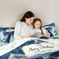 thumbnail image 4 of Manfei Polka Dots Bow 7 Pieces Bedding Comforter Set,Xmas Flower Floral Full Bedding Set,Green Blue Fitted Sheet Flat Sheet For Girls Kids,Breathable Home Decor Reversible, 4 of 8