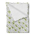 thumbnail image 2 of Rabbit Soft Flannel Fleece Throw Blanket, Ornate Bunnies with Floral Motifs and Leafy Stems Scandinavian Pattern, Cozy Plush for Indoor and Outdoor Use, 50" x 60", Pistachio Green Black, by Ambesonne, 2 of 5
