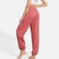 thumbnail image 2 of SWSMCLT Women's High Waisted Pants Long Yoga Soft Jogger Trousers Pants Gym Yoga Drawstring Loose Spandex Red 4-6, 2 of 4