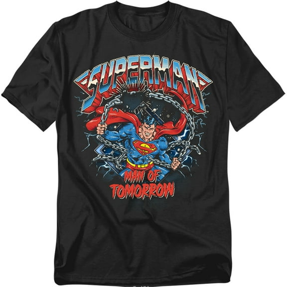 Popfunk Superman Band Chain Break Unisex Adult T Shirt, Black, Large