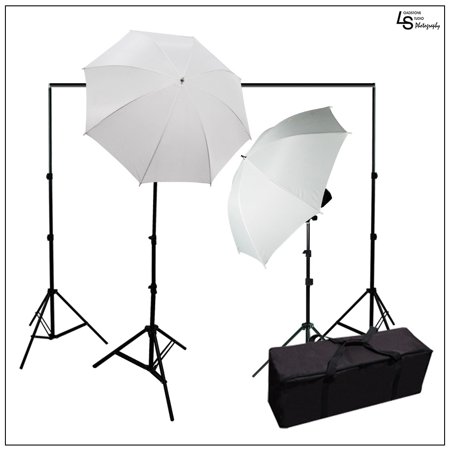Dual Shoot Through Umbrella and Backdrop Support Stand System Setup for Photo and Video Photography by Loadstone Studio