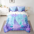 thumbnail image 2 of Manfei Kids Children Kawaii Mermaid Bedding Comforter Set 7 Pieces,Cartoon Marine Animal Full Bedding Set Lightweight,Cute Sea Wildlife Fitted Sheet Flat Sheet,Super Cozy Room Decor,Reversible, 2 of 8