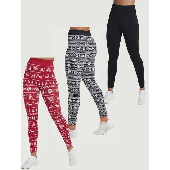 Under Control Women’s Adult Fair Isle Thermal Leggings (3 Pack) Leggings