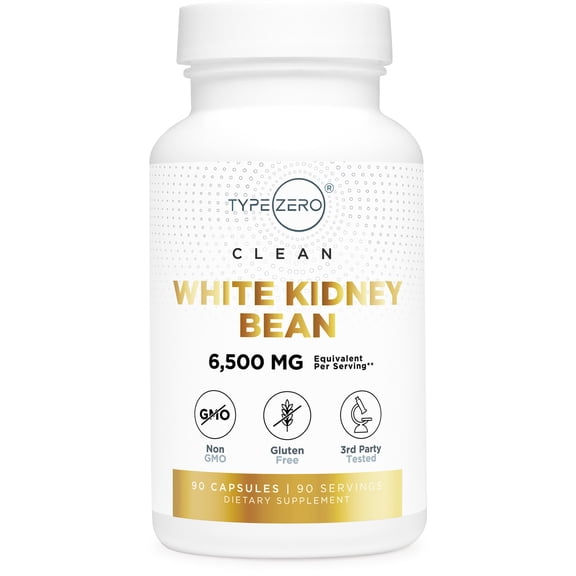 Type Zero Clean White Kidney Bean Capsules (6,500 MG Equivalent Per Serving, 90 Servings) - Non-GMO, Gluten Free