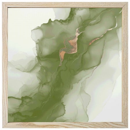 Diamond Painting Kits Abstract Ombre Sage Green Marble 5D Diamond Painting Dots Gem Craft Framed Canvas White Modern Art Full Drill Diamond Art Paintings for Living Room Wall Decor 12x12 Inch