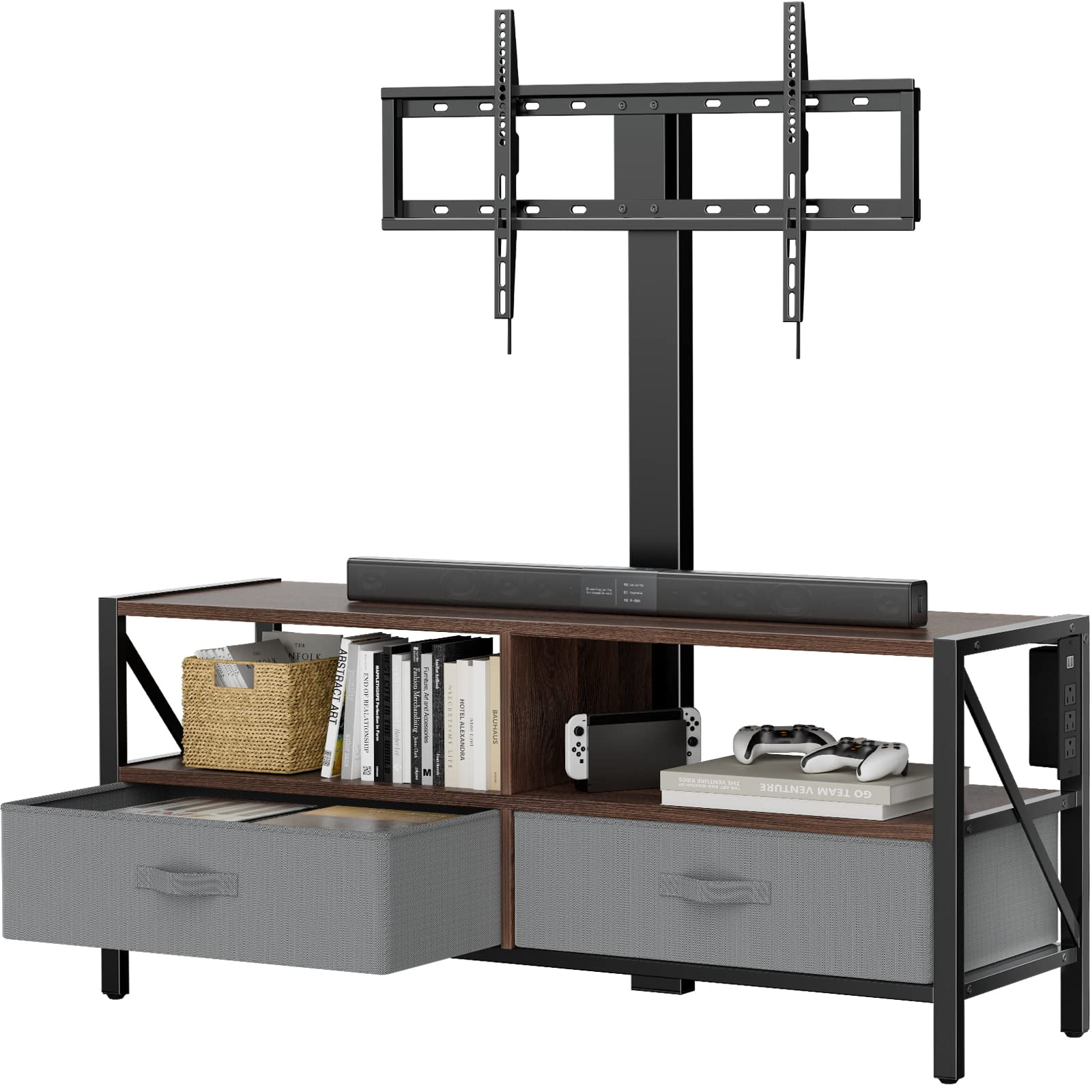 3in1 TV Stand with Mount for 3775" TVs, Floor TV Stand with Storage