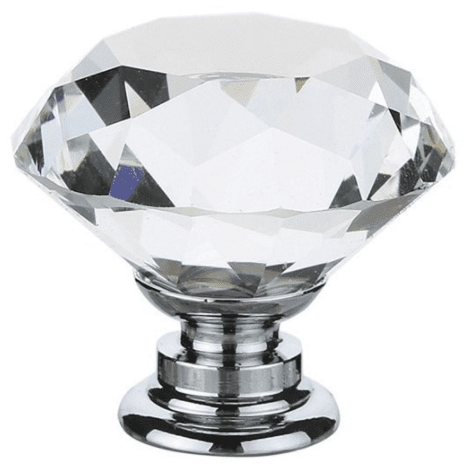 12 Pcs White Clear Crystal Glass Cabinet Knobs 30mm Diamond Shape Drawe