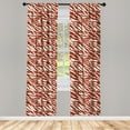 thumbnail image 2 of Ambesonne Retro Curtains, Monochrome Wild Cat Pattern, Pair of 28"x63", Paprika and White, 2 of 4