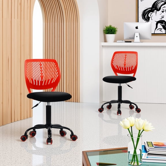 Homy Casa School Student Desk Chair Set of 2, Ergonomic Classroom Task Chairs, Red & Black