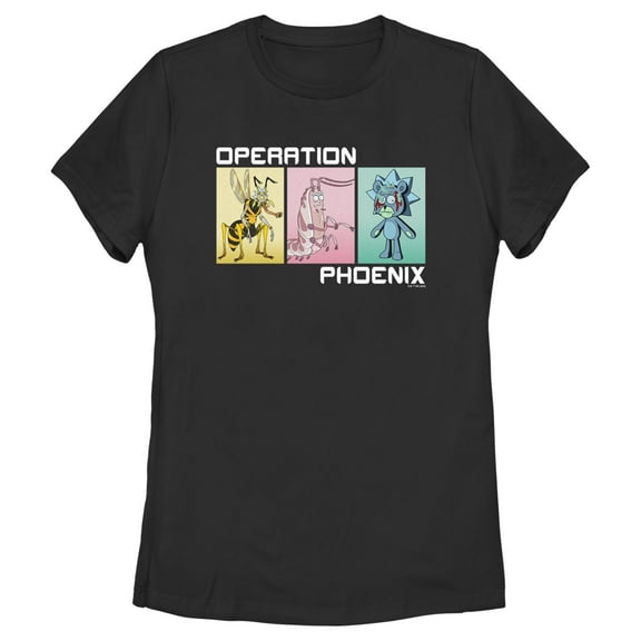 Women's Rick And Morty Operation Phoenix  Graphic Tee Black 2X Large