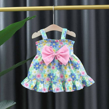 

Shldybc Baby Girl Dress Clearance Toddler Baby Girl Summer Sweet Bowknot Small Fragmented Flower Suspended Dress Lace Dress Girls Dresses Summer Savings Clearance