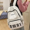 thumbnail image 6 of HUISZJ Polka Dot School Backpack, Large Capacity School Bag with Star Pendant, Portable Laptop Backpack for Students College Travel (White), 6 of 10