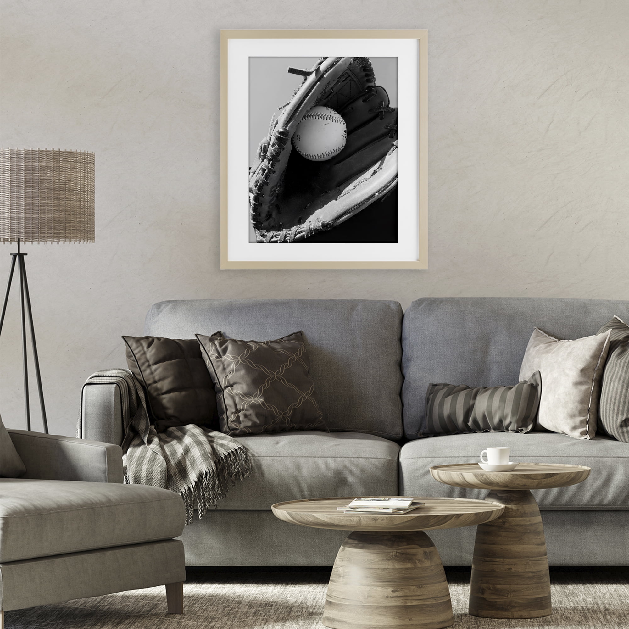 Stupell Industries Nice Catch Baseball Birch Framed Print Under Glass, design by Marcus Prime