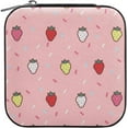 thumbnail image 2 of SKYSONIC Strawberry Travel Jewelry Box PU Leather Jewelry Organizer Ideal Gift for Women Girls, Portable Mini Jewelry Travel Case for Stud Earrings Rings Necklaces Bracelets, 2 of 7