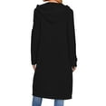 thumbnail image 4 of Women's Long Hoodies Tunic Winter Fleece Jackets Casual Fashion Solid Color Long Sleeve Hooded Pocket Zipper Drawstring Pocket Tops Sweatshirts 2025 Fall Outwear Coat Tops Black,L, 4 of 4