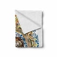 thumbnail image 2 of Tiger Soft Flannel Fleece Throw Blanket, Large Cat Crossing from Vintage Frame Japanese Design Exotic Adventure, Cozy Plush for Indoor and Outdoor Use, 50" x 60", Royal Blue Pale Brown, by Ambesonne, 2 of 6
