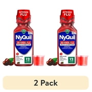 (2 pack) Vicks NyQuil Intense Flu Liquid, Nighttime Flu Medicine for Adults, Cherry, 12 fl oz