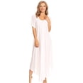 thumbnail image 5 of Sakkas Lilia Embroidered Lace Up Bodice Relaxed Fit Maxi Sun Dress - White - One Size Regular, 5 of 5
