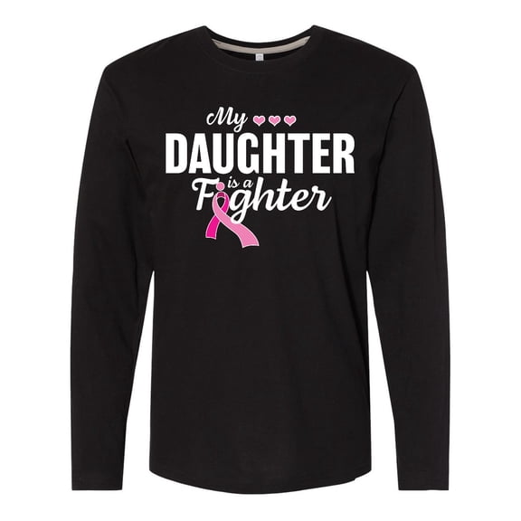 Inktastic Breast Cancer Awareness My Daughter is a Fighter Long Sleeve T-Shirt