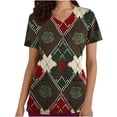 thumbnail image 2 of Ruimatai Women's Casual V-Neck Printed Short Sleeve Top with Pocket Comfortable Stretchy Blouse for Work and Home, 2 of 5