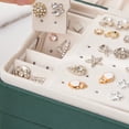 thumbnail image 4 of Caja de tres capas organizador portátil de joyas sweethay exhibición de almacenamiento colgantes anillo estante de moda Ropa zapatos y accesorios Miscelánea Blanco, 4 of 6