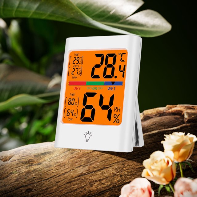 Termómetro interior retroiluminado pantalla grande preciso para oficina en casa (blanco tipo 1)