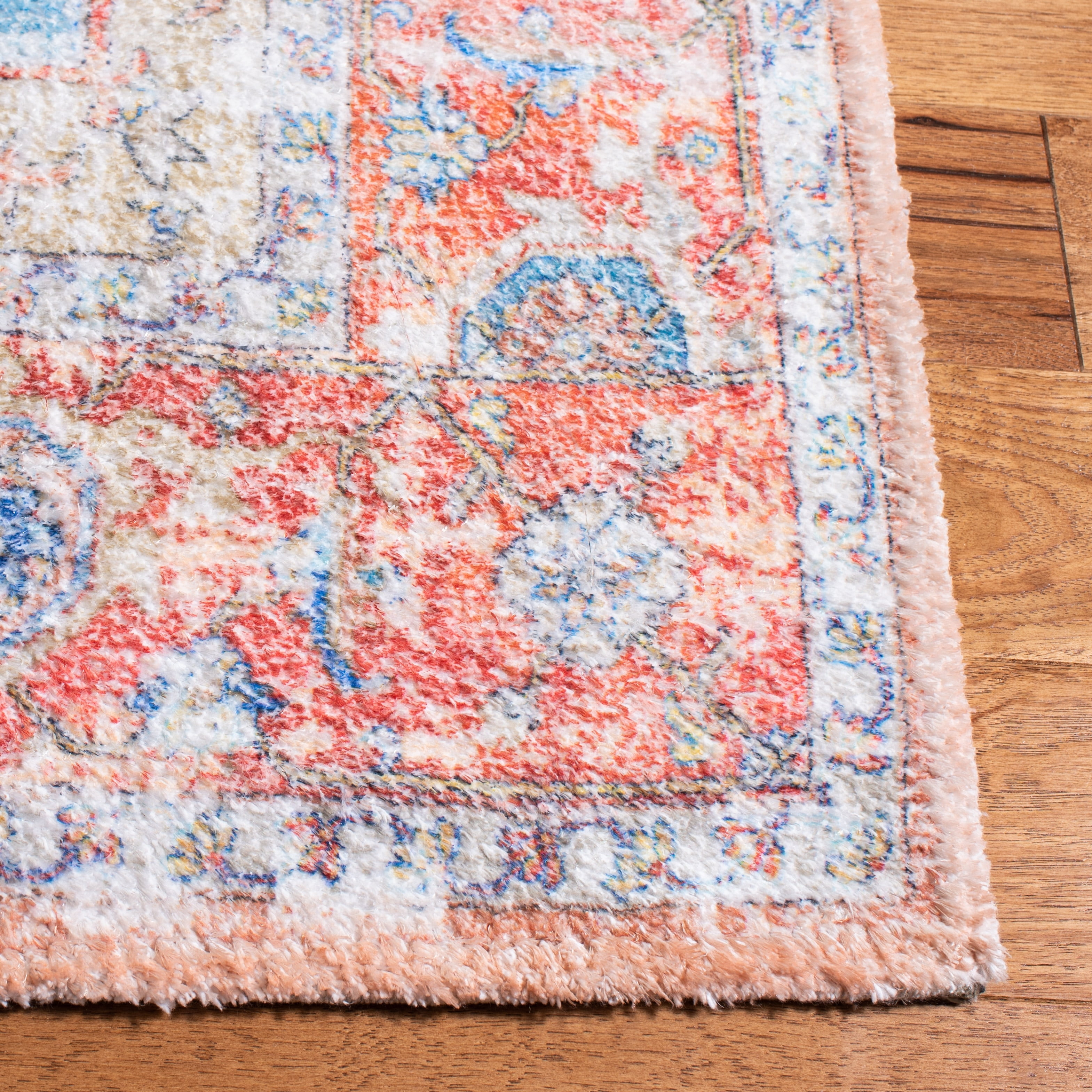 SAFAVIEH Saffron Algernon Distressed Oriental Area Rug, Rust/Blue, 8' x 10'