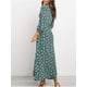 thumbnail image 3 of Vestido largo elegante con mangas 3/4 para mujer, estampado floral, cuello en V, informal, cintura alta, estilo bohemio, 3 of 6