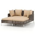 thumbnail image 2 of Costway Outdoor Patio Daybed PE Rattan Sunbed with Sponged-Filled Pillows and Cushions Brown, 2 of 10