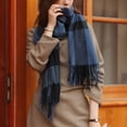 thumbnail image 6 of beishanbush Scarf Women's Autumn and Winter Colorful Plaid Shawl Thickening Warm Fringe Scarf Scarf Blue, 6 of 8