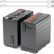 2Pack NP-F970 Batteries for Sony NP-F970, NP-F550, NP-F750 Camcorder Camera with Type-C Cable 7800mAh