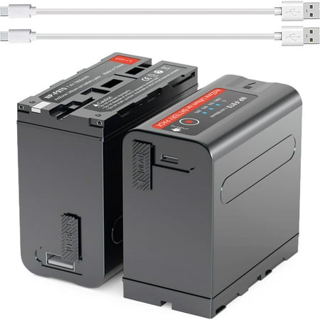 2Pack NP-F970 Batteries for Sony NP-F970, NP-F550, NP-F750 Camcorder Camera with Type-C Cable 7800mAh