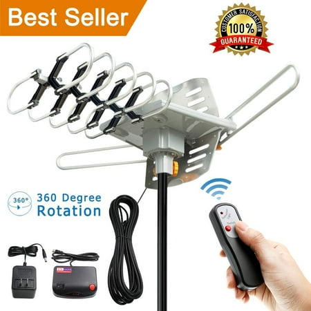 - Zimtown 150Miles Outdoor TV Antenna Motorized Amplified HDTV High Gain 36dB UHF VHF
