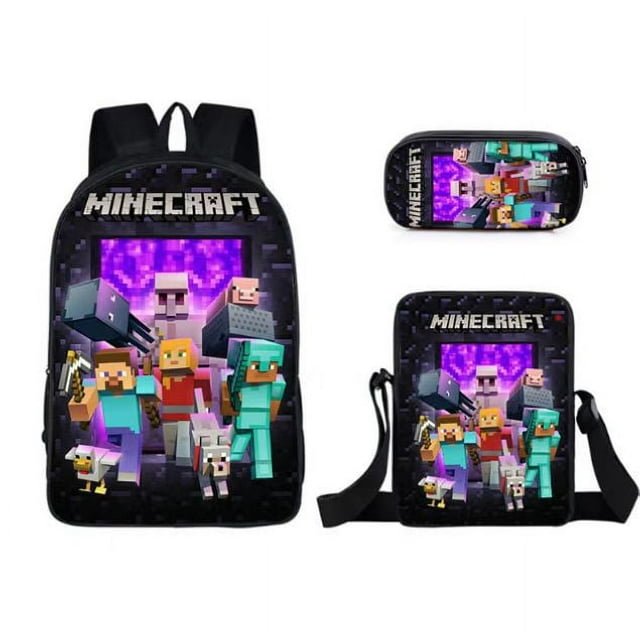 MINECRAFT school bag backpack three-piece set lunch bag stationery bag