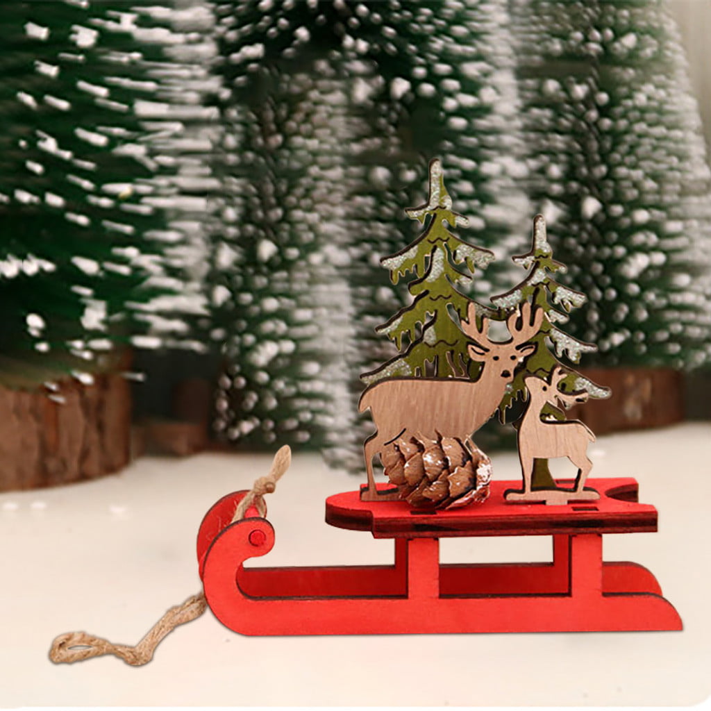 Yesbay 72pcs Christmas Wooden Snowflake Pendants, Christmas Tree Ornaments Hanging Kids Gifts, Beige