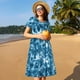thumbnail image 4 of Balery Blue Tie Dye Vestidos sueltos de manga corta para mujer, vestidos de verano 2025, vestidos casuales de corte A con vuelo., 4 of 6