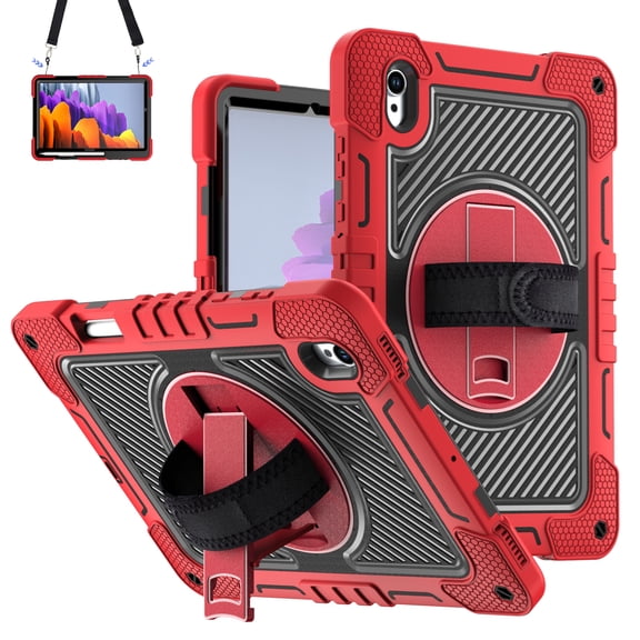 Corliven for Samsung Galaxy Tab S11 Case with Kickstand and Rugged Shock-Resistant PC TPU Protection, Red Black