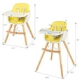 thumbnail image 3 of Chaise Haute pour Bébé 3 en 1 Convertible, Chaise de Salle à Manger pour Tout-Petit avec Plateau Alimentaire Réglable à 3 Positions, Harnais à 5 Points et Hauteur de Siège Réglable, Jaune, 3 of 6