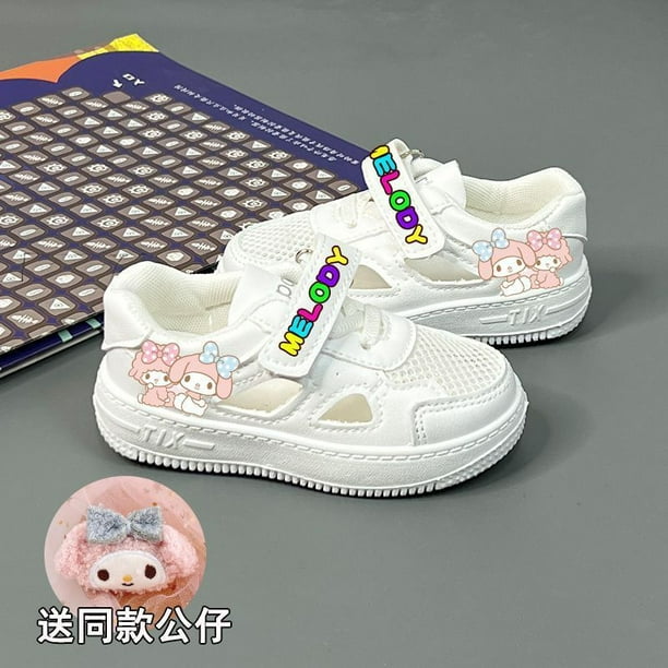 Zapatos blancos para ninos verano 2024 zapatos deportivos Yugui Dog zapatos de malla transpirable zapatos casuales huecos para ninas zapatos de bebe de suela blanda Walmart en linea