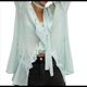 thumbnail image 3 of Cárdigan de Encaje con Volantes y Cuello en V para Mujer, Estilo Francés, con Bufanda, para y Verano Verde L, 3 of 8