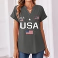 thumbnail image 3 of Iaqnaocc 4th Of July Womens Tops Summer America 250 V Neck Vintage T Shirt Patriotic 250 anniversary usa flag Freedom Short Sleeve Tee Tops Dark Gray L, 3 of 6