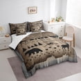 thumbnail image 3 of jejeloiu Wild Bear Deer 7pcs Bedding Comforter Set,Rustic Farmhouse Hunting Queen Bedding Sets,Brown Gray Queen Sheet Sets For Boys Kids,Breathable Home Decor Reversible, 3 of 8