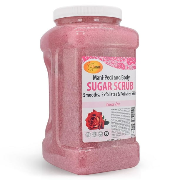 SPA REDI - Exfoliante corporal de azúcar Sensual Rose 128 Oz - Exfoliante hidratante y nutritivo brillo polaco piel suave y fresca - Exfoliante corporal