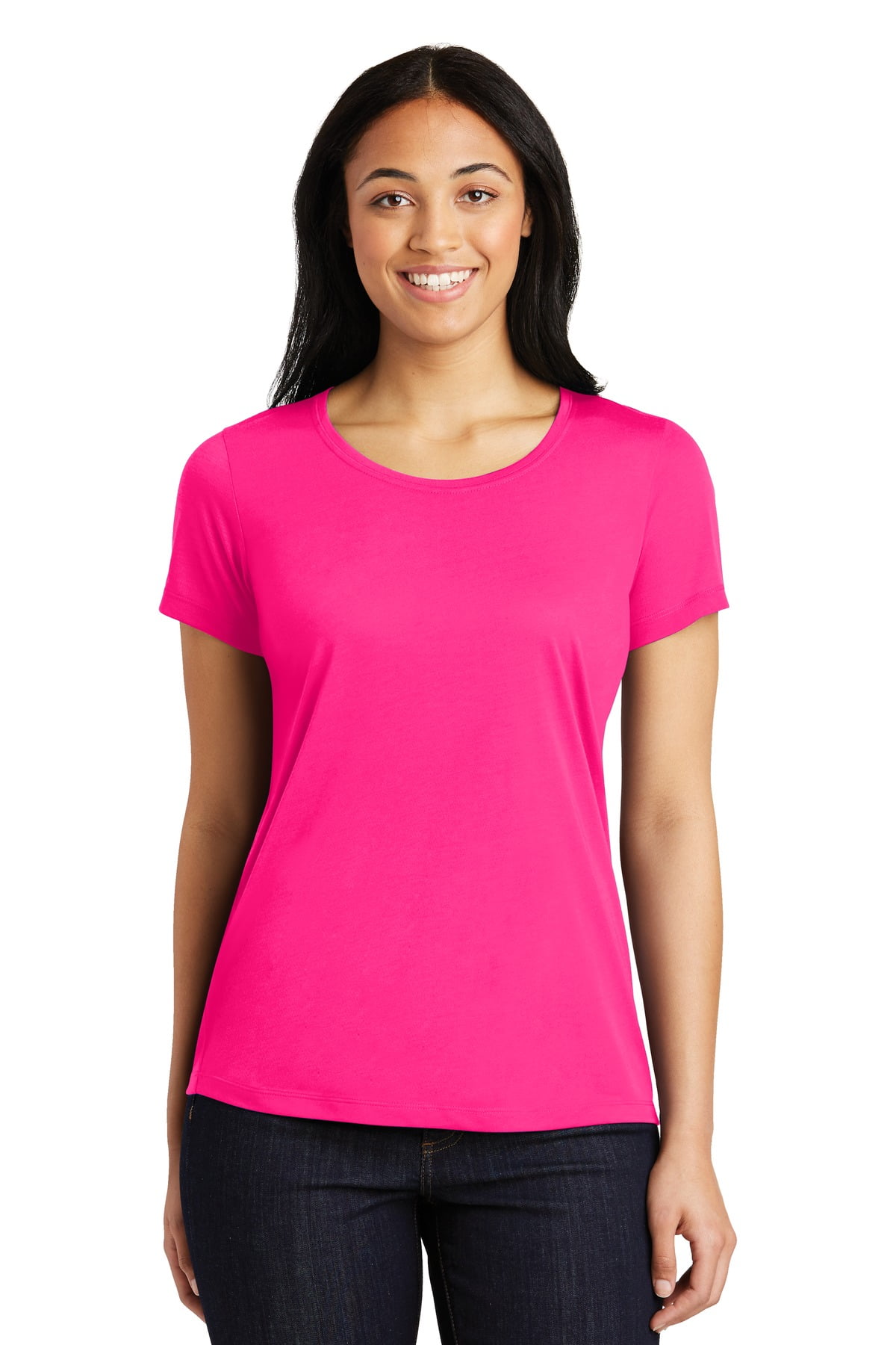 Sport Tek Adult Female Women Plain Short Sleeves T-Shirt Neon Pink ...